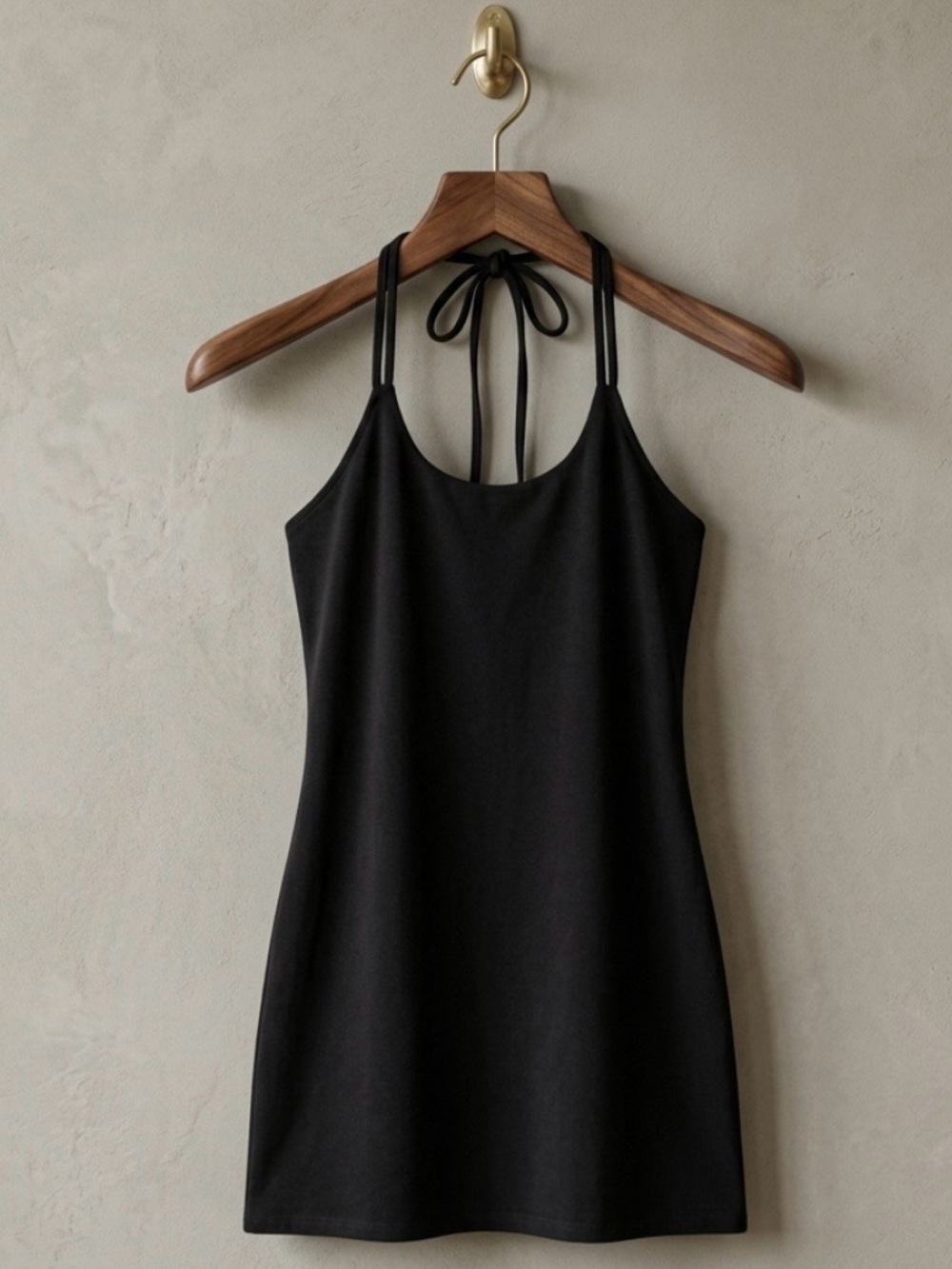 Black Halter Tie Mini Dress - Women